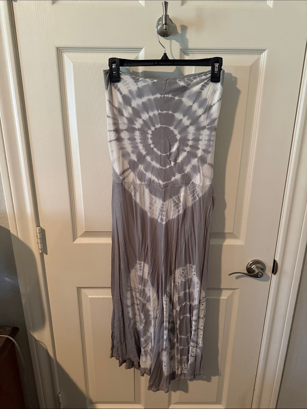 INC International Concepts Gray and White Tie-Dye Maxi Skirt